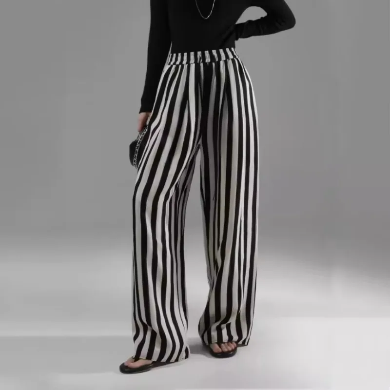 Женские винтажные брюки в черно-белую полоску Y2k