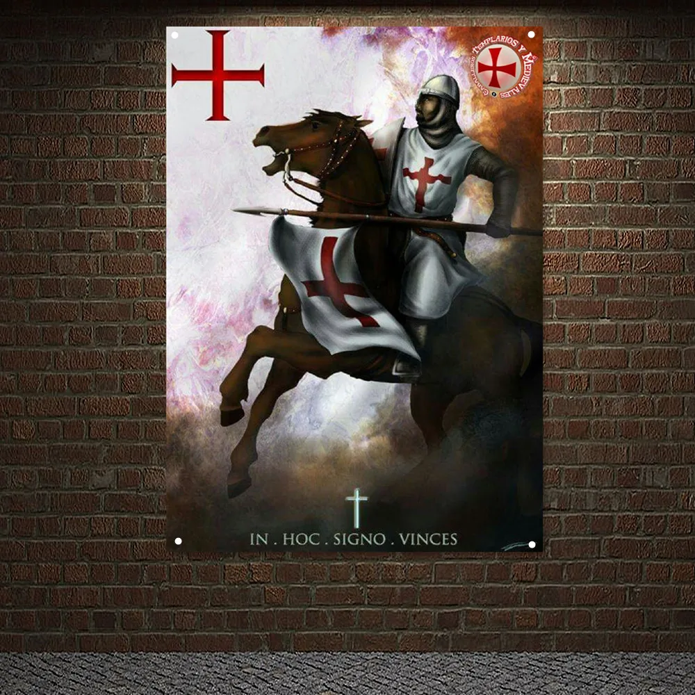 

Настенный плакат с изображением ракедера, декоративный баннер, флаг, масонский рыцарь, темплар, гобелен, Картина на холсте, украшение для спальни и дома