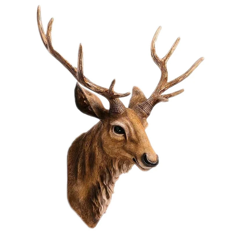 

45Cm Nordic Creative Lucky Deer Head Wall Hanging Sculpture Light Luxury Animal Statue Skull Decor Home Decor