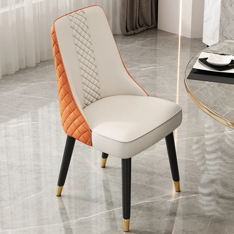 

Оранжевая Кожа, простая гостиная, эргономичная ножка, расслабляющий кухонный обеденный стул, Скандинавская мебель для дома