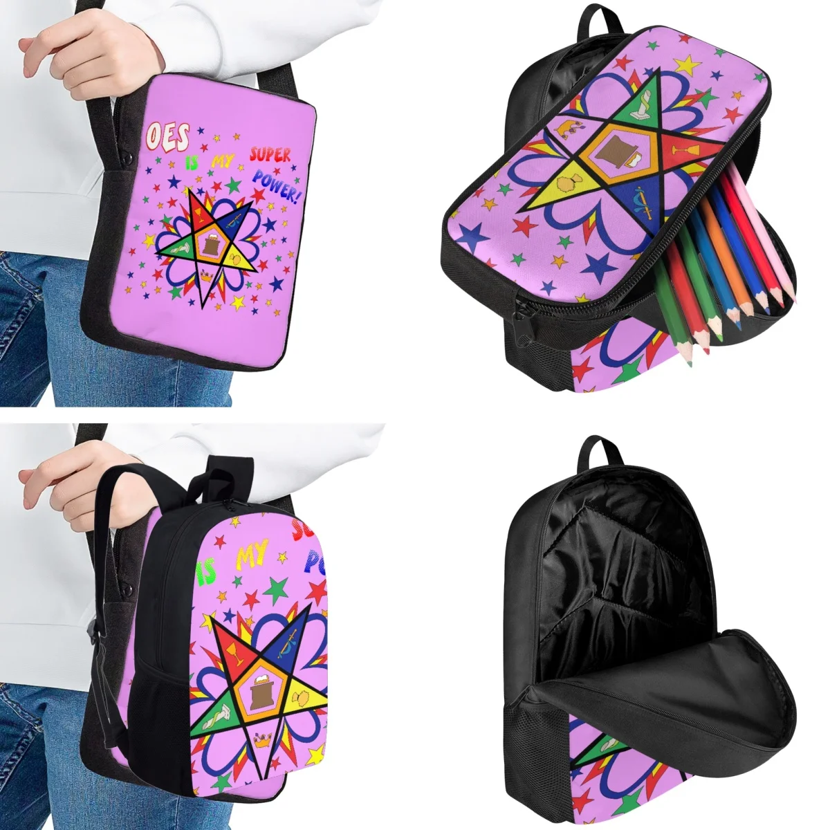 3pcs Children School Bags OES Sistars Order Of Eastern Print Backpack for College Student Fashion Travel Computer Bag Satchel