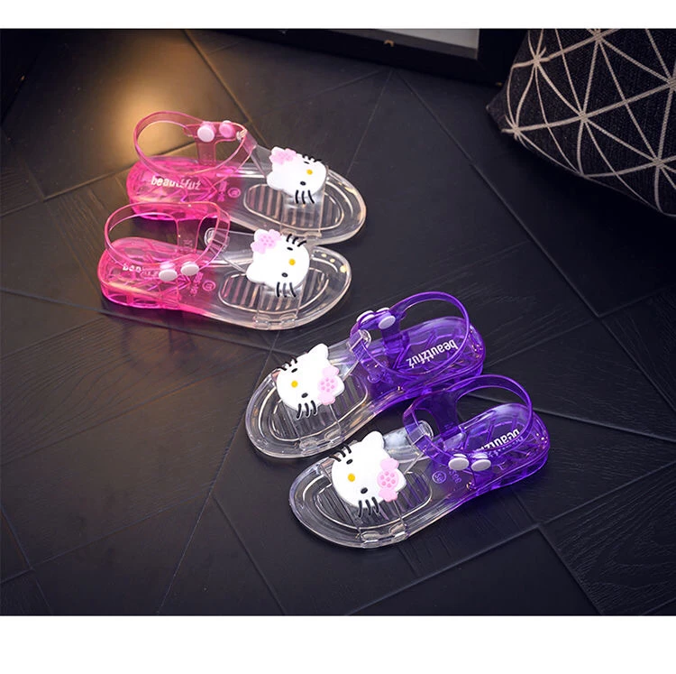 Милые ботинки с кристаллами летние детские принцессы бантом в виде котенка из