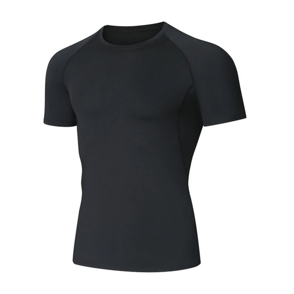 

Мужская быстросохнущая футболка с коротким рукавом для спортзала, бега, Влагоотводящая футболка с круглым вырезом, тренировочная спортивная рубашка для тренажерного зала, легкие Топы