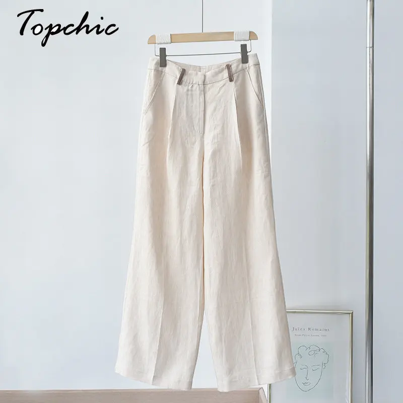 100% Linen Pants for Women Luxury High Quality Loose Casual Conjuntos De Pantalones Korean Fashion Y2k Clothing