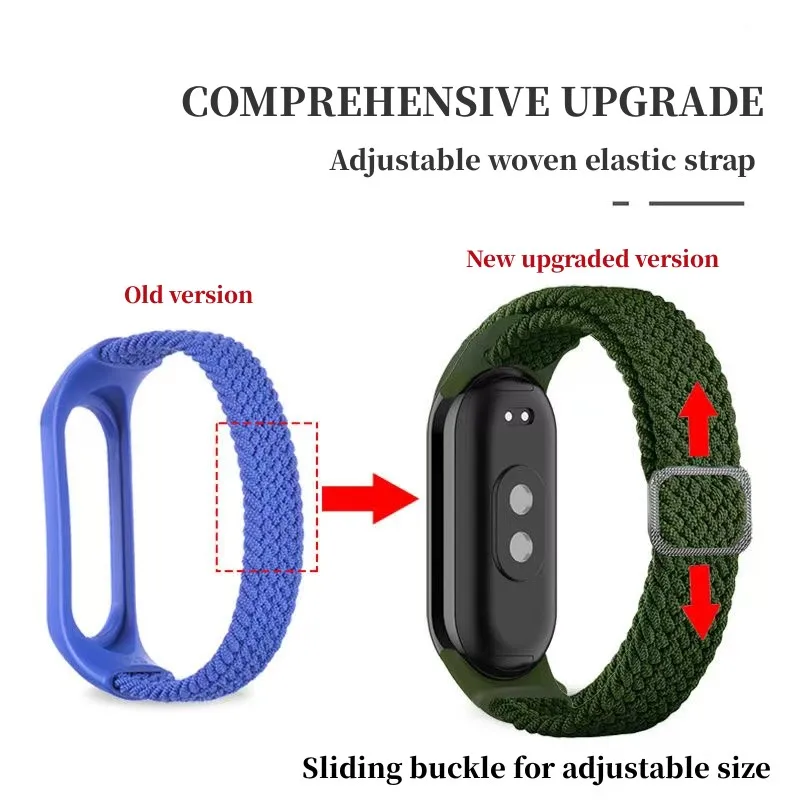 Bracelet for Xiaomi Mi Band 8 Strap Elastic Nylon Braided Adjustable Replacement Straps for Mi Band 8/NFC Smartwatch Accessories