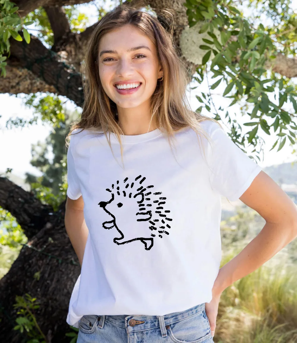 

Kawaii Cartoon Hedgehog Print Summer Women Graphic T-shirt Streetwear Tees Short Sleeve Female Tops Cute Tumblr T Shirt Clothing