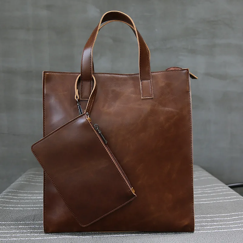 

Male Leather Bag Bolso Men's Business Messenger Briefcase Vinatge Shoulder Men Capacity Shoulder Handbag Fashion Totes Bag Large
