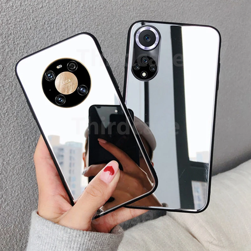 Зеркало для макияжа с телефонным чехлом для Huawei Nova 10 9 Pro 5T, мягкий чехол из силикона TPU, защита от ударов для Mate 40 30.