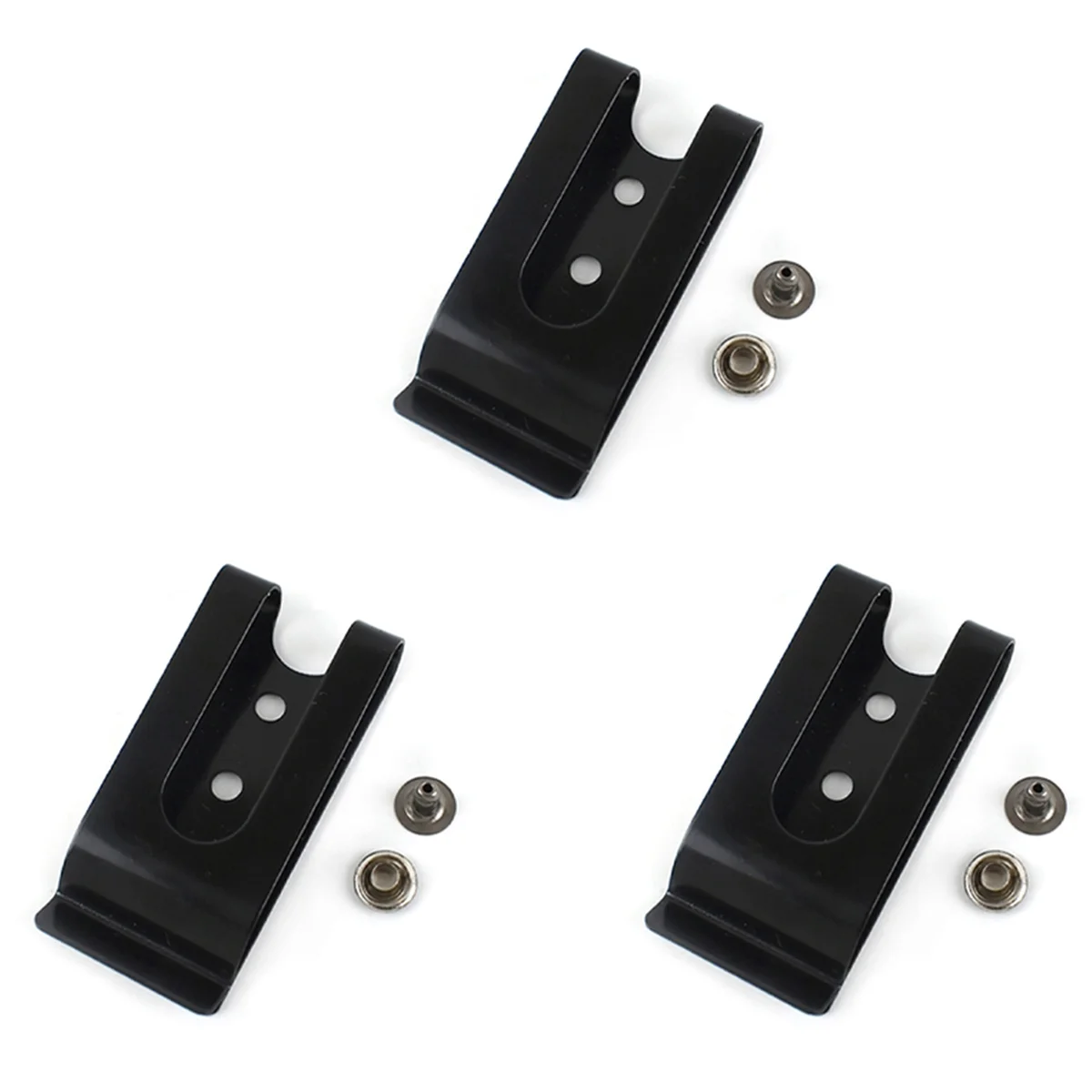 

30Pcs 56X25mm Double Holes Metal Spring Belt Sheath Clip Clasp Buckles Accessories with 8mm Cap Studs Screws