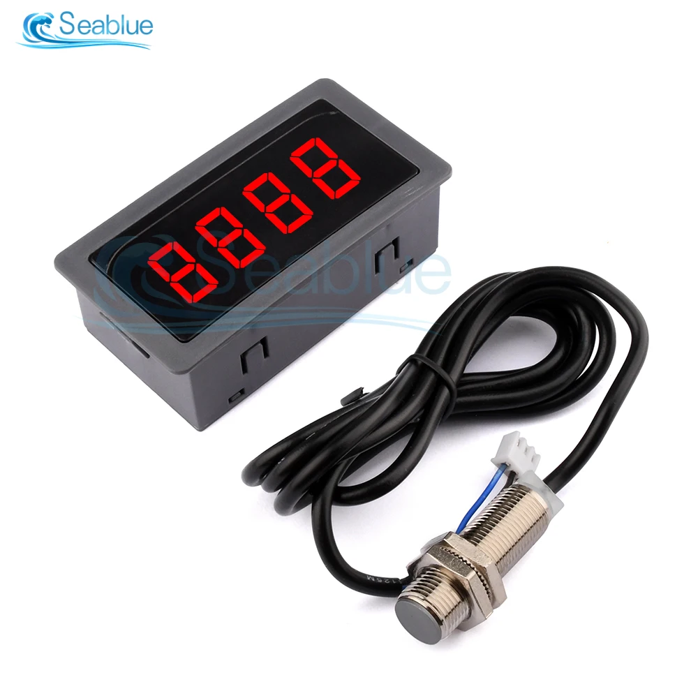 

DC 8-24V 0.56 inch LED Digital Display Tachometer NPN Hall Proximity Switch Sensor 10-9999RPM Tachometer 0.001 High Accuracy