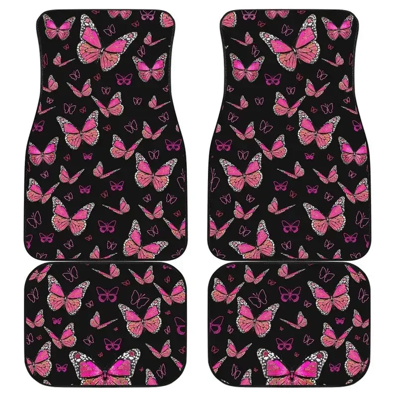 Автомобильные коврики Pink Butterflies спереди и сзади набор из 4 черных