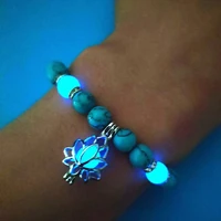 natural stone bracelet yoga healing luminous bracelet lotus charm bead bracelet men ladies prayer buddhism