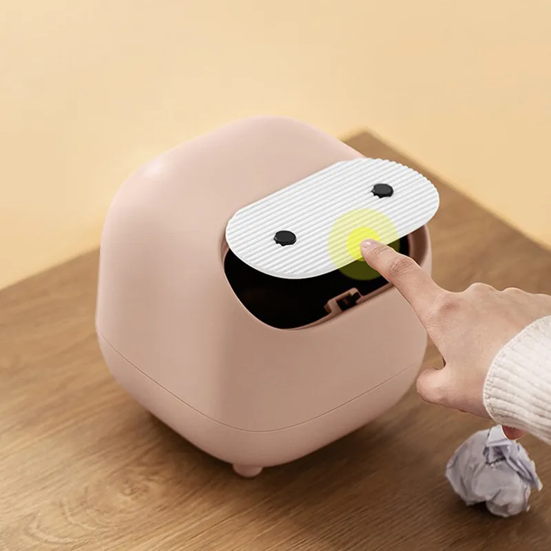 

Creative Mini Cute Waste Bin Desktop Small Trash Can With Lid Garbage Organizer Detachable Press-type Cover Desk Storage Bucket