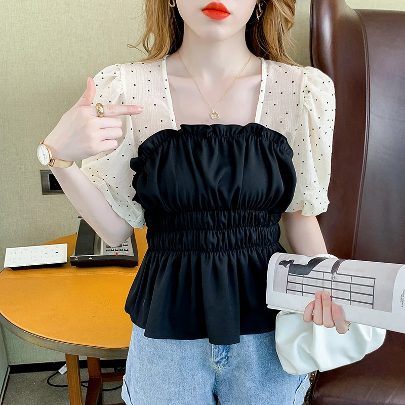 Милая сетчатая строчка с коротким рукавом |