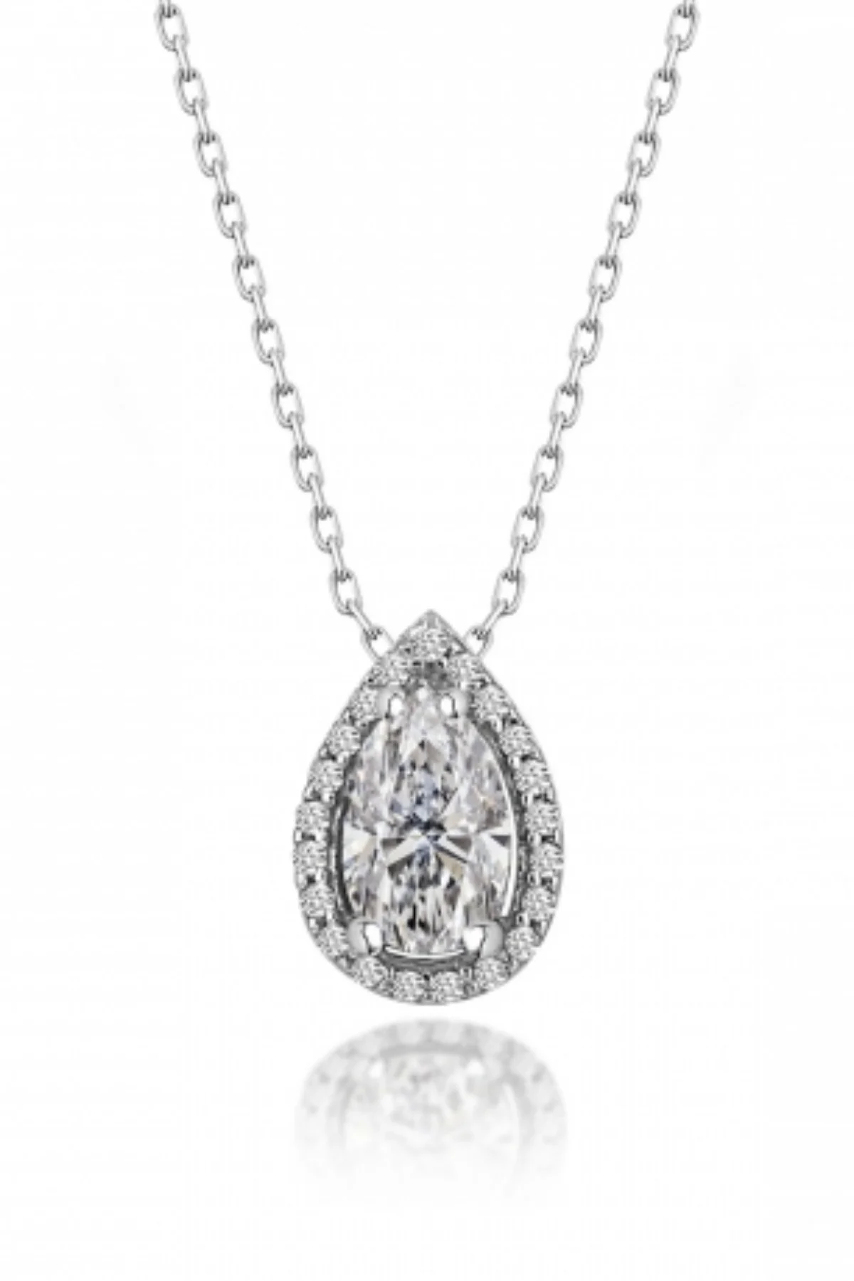 

Crystal Diamond Zirconia certified 1 carat engagement drop necklace