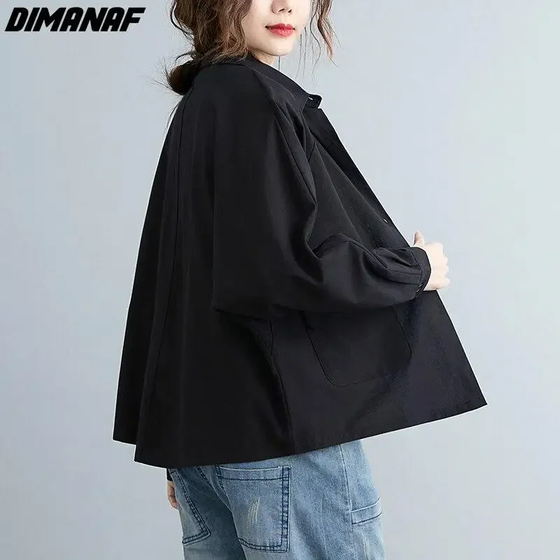 Женская Повседневная рубашка DIMANAF винтажный Топ оверсайз с длинным рукавом и
