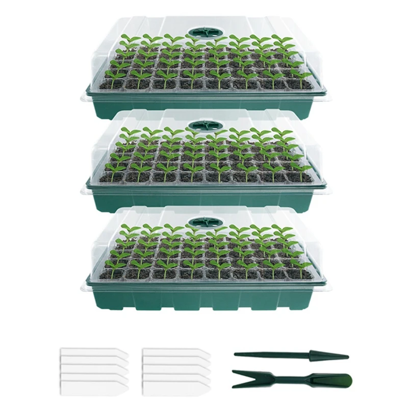 

6X Greenhouse Seed Starter Seedling Trays Flower Plant Germination Grow Box Nursery Pots Greenhouse Gardening Pot Green