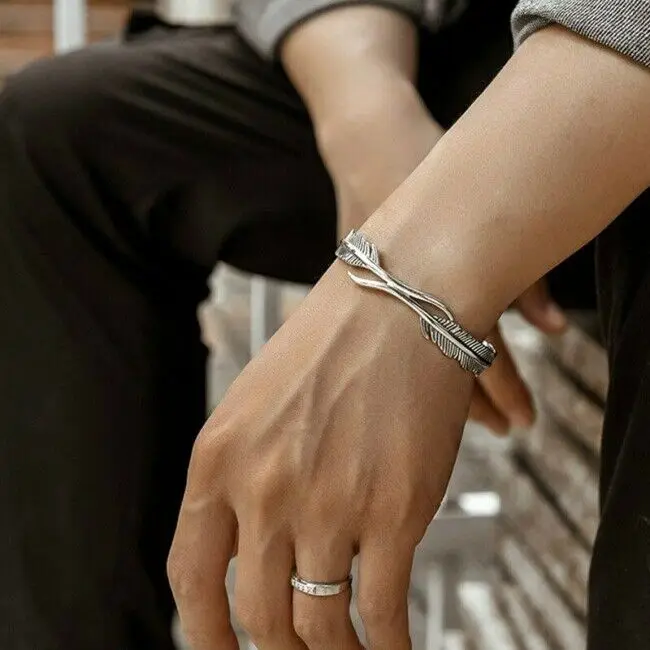 Креативный браслет в стиле панк серебряного цвета с перьями ретро для женщин и