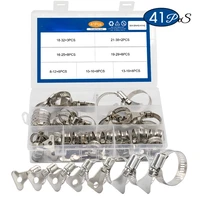 41pcs worm gear hose clamp adjustable 8 38mm key clamp hose clip set for water pipe plumbing automotive mechanical application