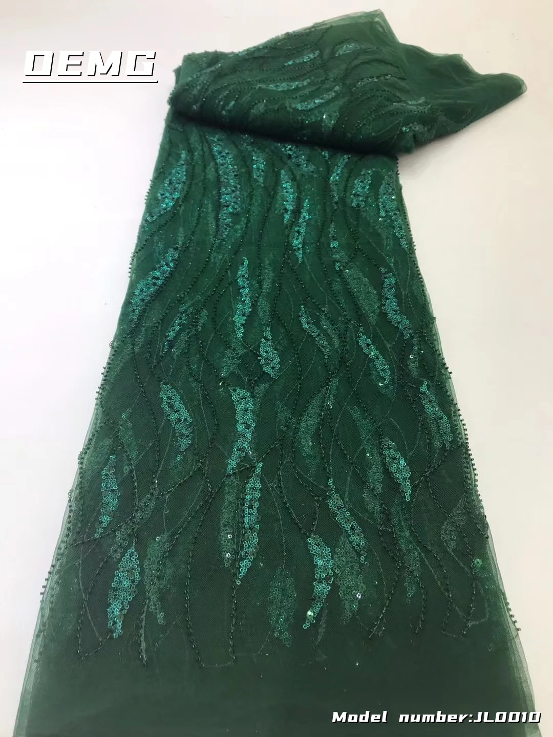 

OEMG Green Summer Women's High Quality 5 Yards Luxury Handmade Sewing Materials French Mesh Lace Fabirc For Bride Dress JL0010