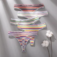 new 2022 luxury tanga sexy puta summer pure cotton panties women bragas breathable striped low waist underwear big size t back