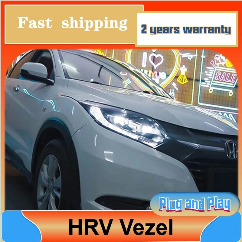 Стайлинг автомобиля для Honda HRV Головной фонарь светильник 2015-2019 Vezel фара DRL сигнал