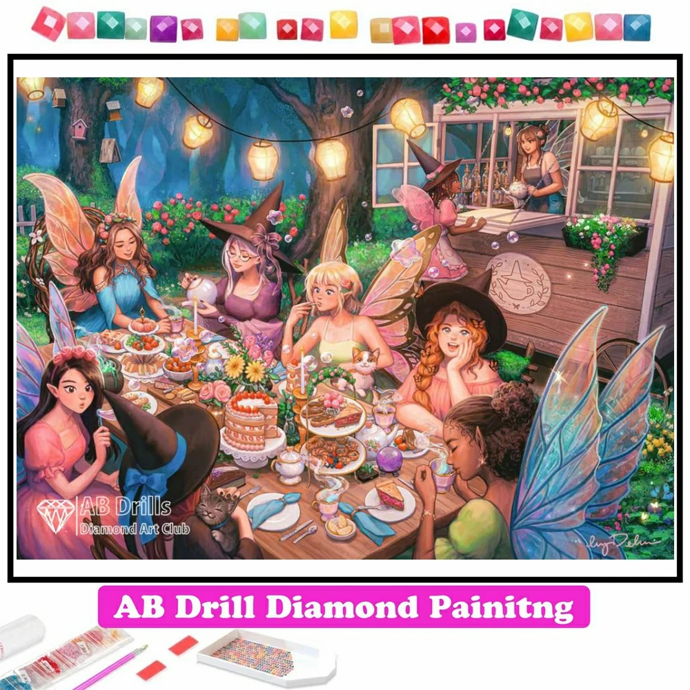 

Fairy Elf Witch 5D DIY AB Diamond Painting Embroidery Fantasy Cartoon Cross Stitch Mosaic Pictures Handmade Home Decor Gift