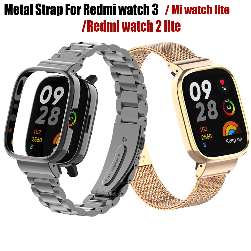 Металлический ремешок из нержавеющей стали для Redmi Watch 3 Redmi watch 2 lite, сменный Браслет для наручных часов Mi Watch lite