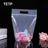 tetp 10pcs clear thicken bags with handle stand up home travel storage organizer tool accessories packaging ziplock bag