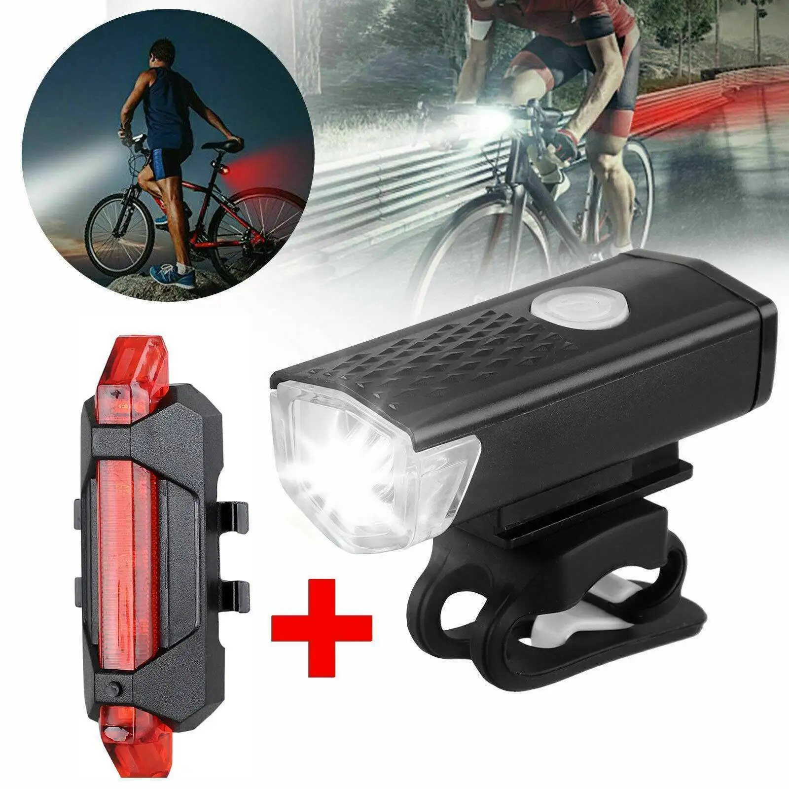 

Universal USB Rechargeable Bike Light Set Front Light With Tail Light Install 3 Modes Bicycle Accessories For The Bicycle