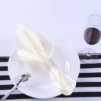 10pcs satin square white wedding napkins hemstitched fabric soft table dinner napkins for party kitchentable cloth 30x30cm