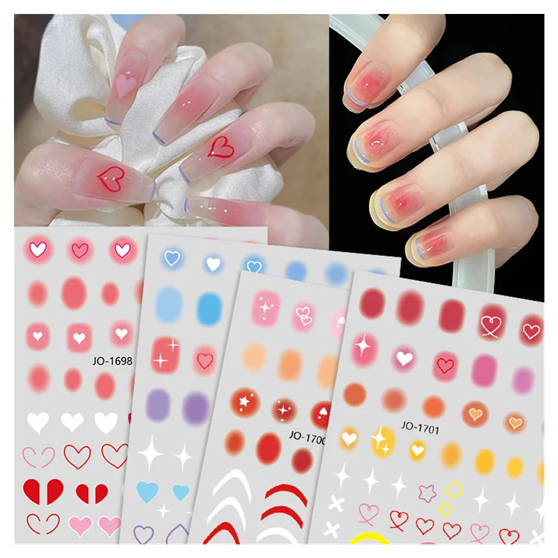 New Style Nail Art Blush StickersGradient Blush Candy Color Dyeing Colorful Love Nail Decorations Self-adhesive Stickers