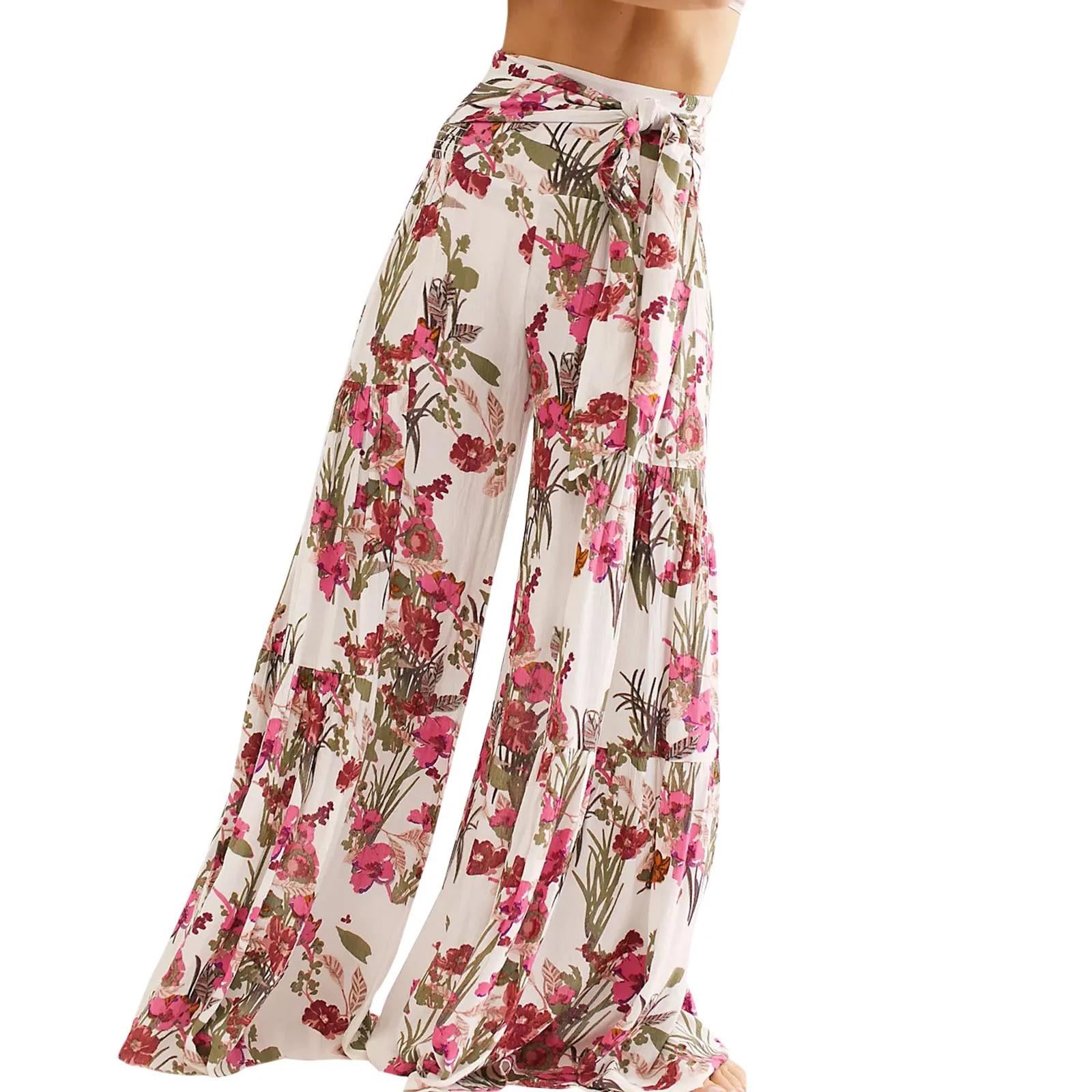 

Women Pocket Button Pants Waist Elastic Slim Color High Solid Pants