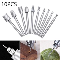 10 pcs 3mm high speed steel routing rotary burr file set grinding burr bit milling drill cutter router bit woodworking tools