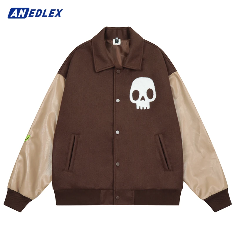 

Куртка мужская зимняя в стиле хип-хоп, Бомбер с вышивкой черепа и кактуса, модная Готическая бейсбольная куртка