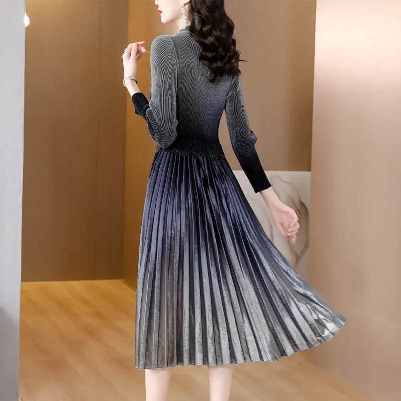 Женское облегающее платье с длинным рукавом элегантное Плиссированное офисное и