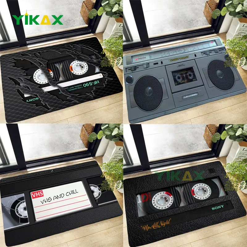 

Retro Cassette Music Tape Carpet Floor Funny Entrance Door Mat Living Room Kitchen Alfombra Non-Slip Rugs Bathroom Doormat Mat