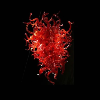 Italian Style Pure Red Hand Blown Glass Crystal Chandelier Elegant Art Decor Home Lamps Chandelier Lighting