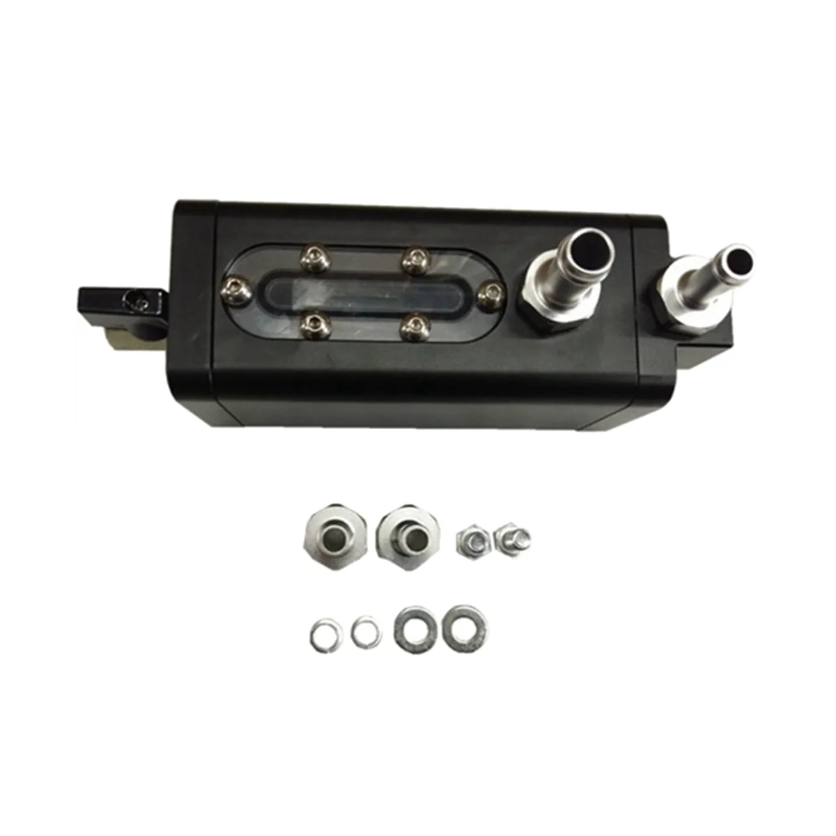 

Universal Black Car Modified Aluminum Baffled Oil Collection Tank 2 Port Black Oil Air Separator