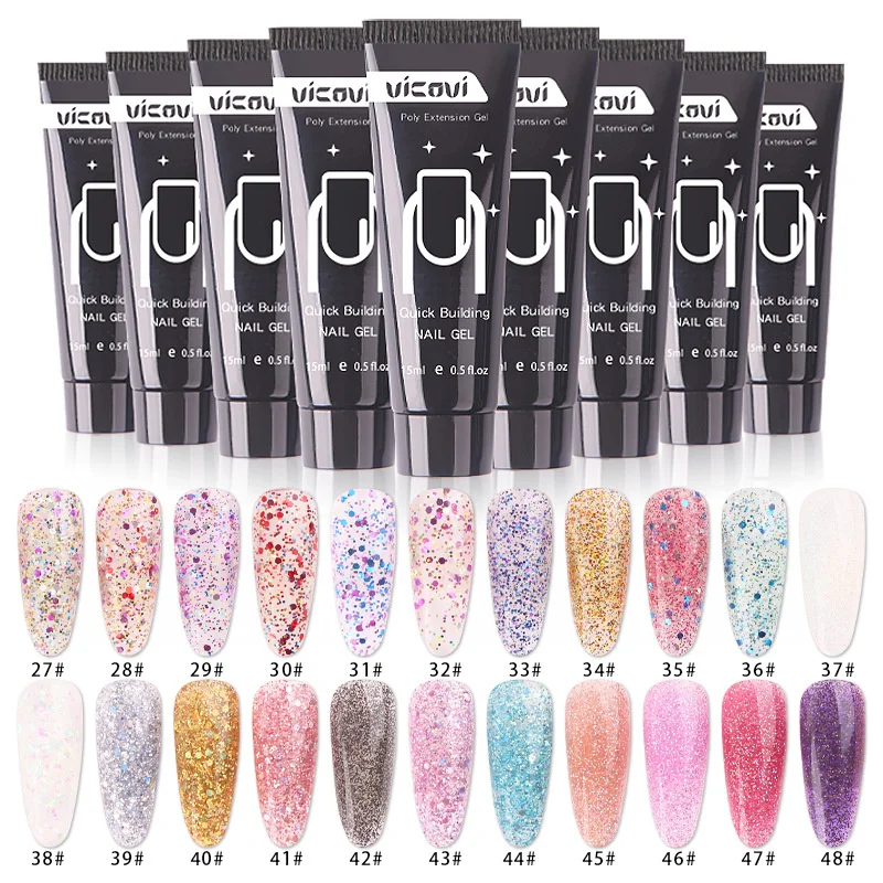 

15ml Hose Extension Nail Gel Polish Acrylic Nail Glitter Sequins Soak Off UV Quick Extend Crystal Glue Gel For Finger Extensions