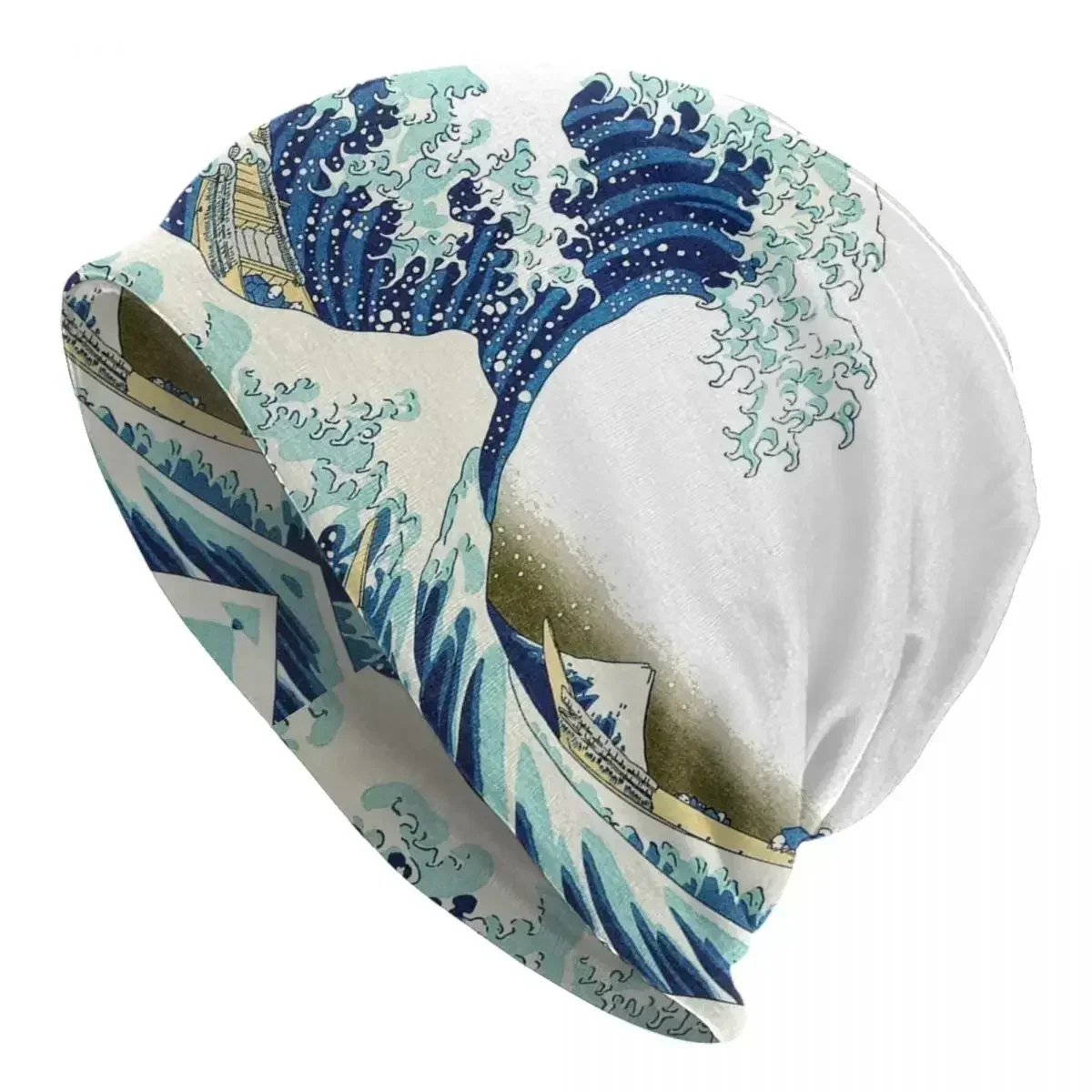 Хокусай. Шапка-бини The Great Wave Off Kanagawa теплые осенне-зимние шапки для улицы головные