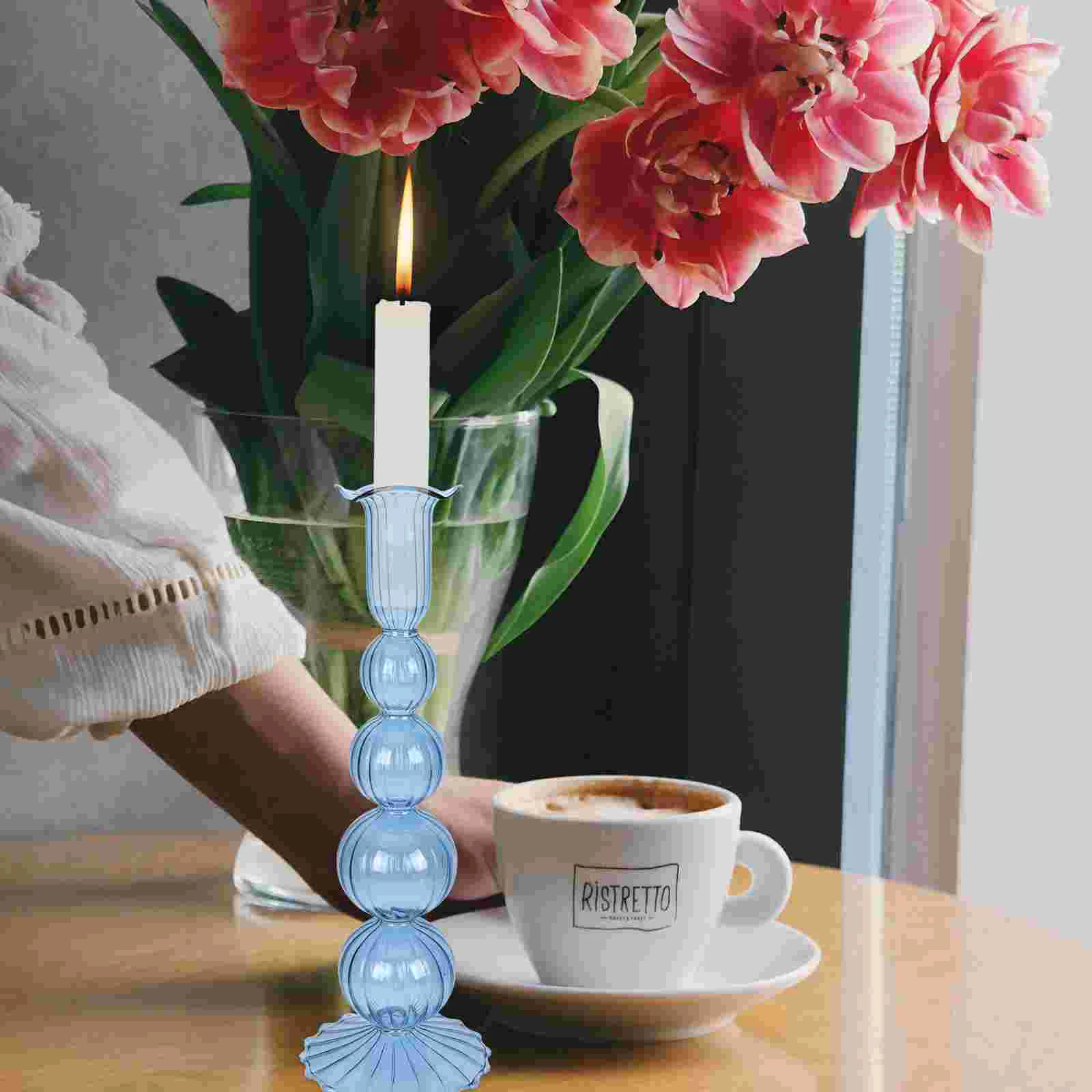 Изысканный подсвечник Романтический обеденный стол свадебный Декор (синий) |