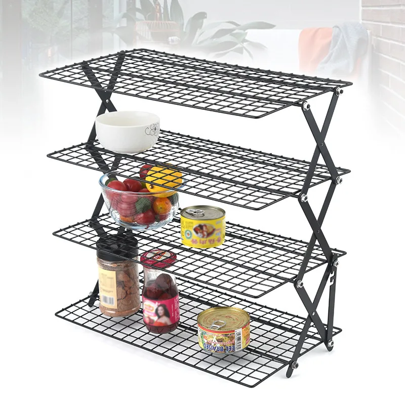 Outdoor Camping Meal Rack Iron Art Storage Rack Portable Storage Rack Picnic Rack Foldable Table Picnic Table Camping Table