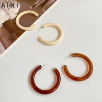 retro jewelry 925 silver needle round resin earrings for girl party gifts hot sale vintage temperament hoop earrings wholesale