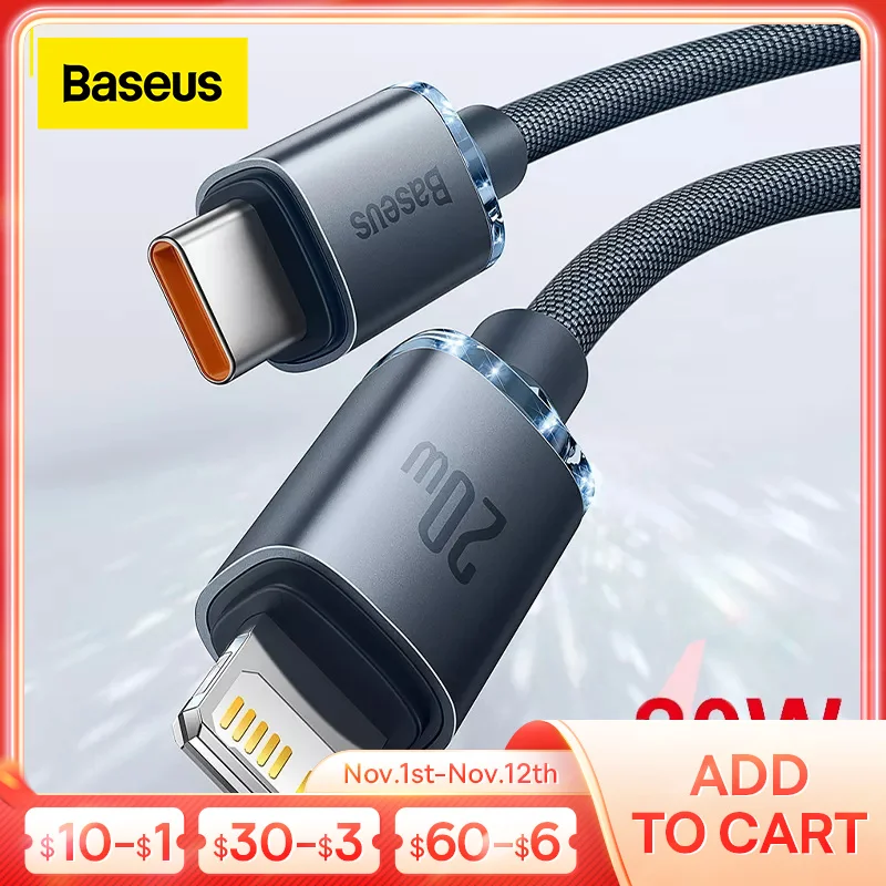 

Baseus PD 20W USB C Cable Fast Charging Data Cable Type-C to iPhone Cable Compatible With PD18W For iPhone 13 12 11 Pro/Pro Max