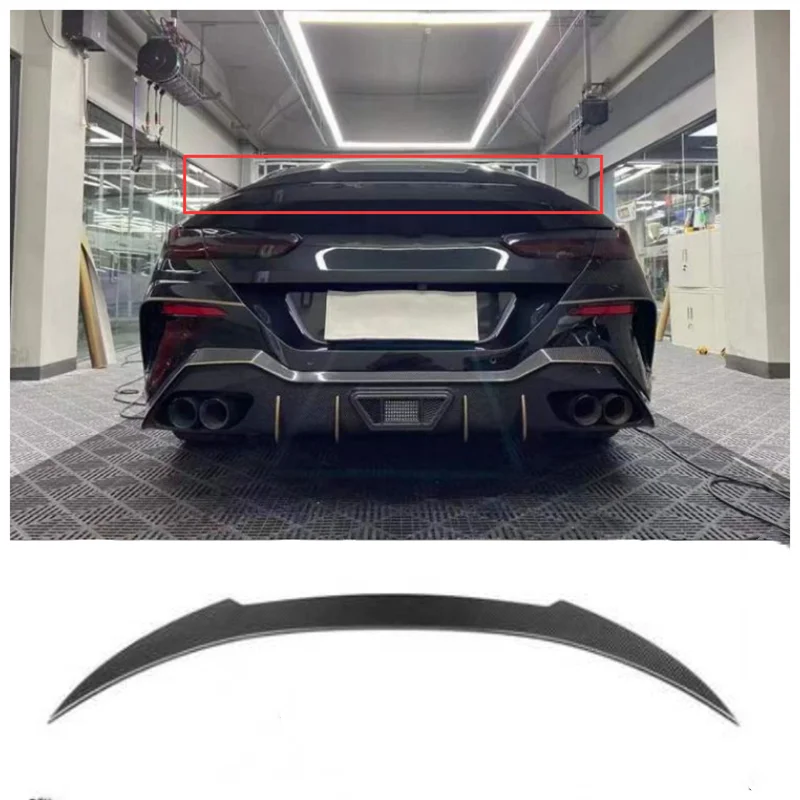 

For BMW 8 Series G14 G15 G16 2019 2020 2021 2022 Real Dry Carbon Fiber Rear Trunk Lip Spoiler Splitter Wing