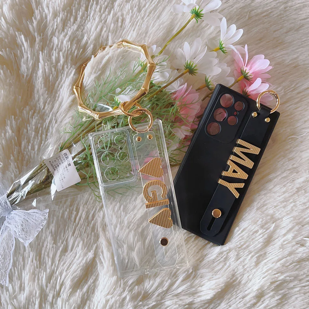 

Wrist Metal Ring Personalized Custom Name Phone Case For Samsung Galaxy S23U S23 S22 Plus S22 Ultra Case S20 S20Plus S21 S21Plus