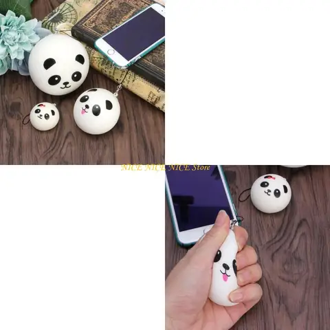 Симпатичная Panda Squishy Pareed Bun Back Bag Pane The Penne Lanyard Caychain Kid Toy Gift