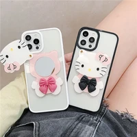 sanrio hello kitty creative mirror phone cases for iphone 13 12 11 pro max xr xs max 8 x 7 lady girl shockproof clear soft cover