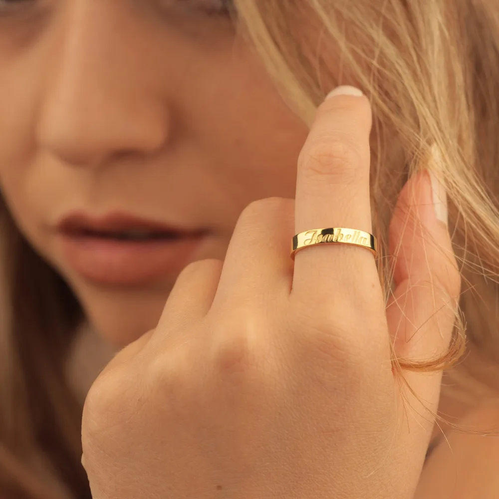 Custom Name Ring for Women Personalized Stainless Steel Customized Engrave Letter Rings Jewelry For Girlfriend Birthday Gifts